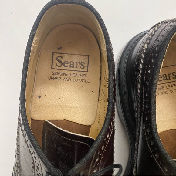 Vintage Sears wing tip leather Oxford shoes brown 7.5 - Picture 5 of 12